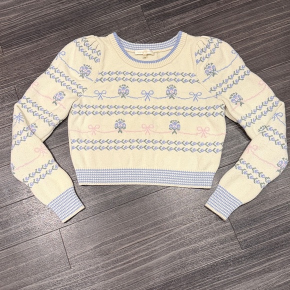 LoveShackFancy Dolana Crop Pullover Sweater - Picture 2 of 14